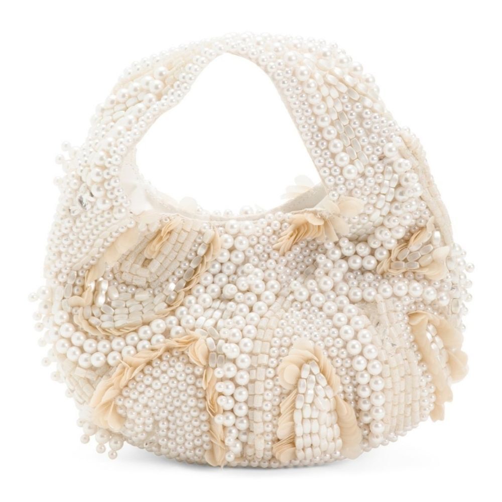 Elegant Cream Beaded Handbag